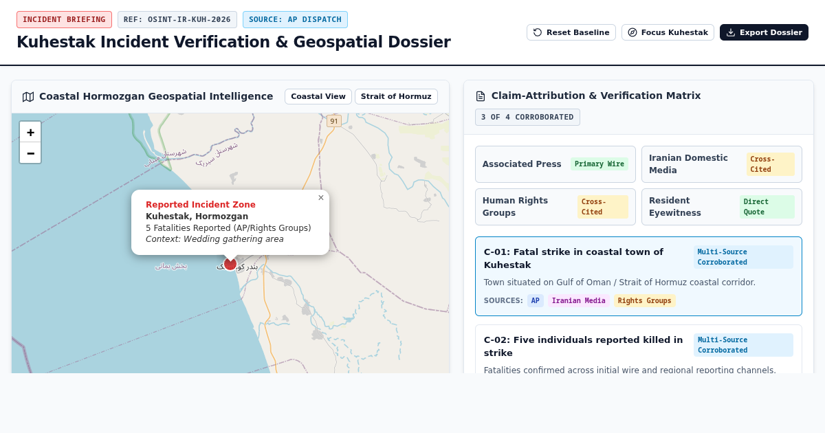 Kuhestak Incident Verification & Geospatial Dossier | AP News Corroboration preview