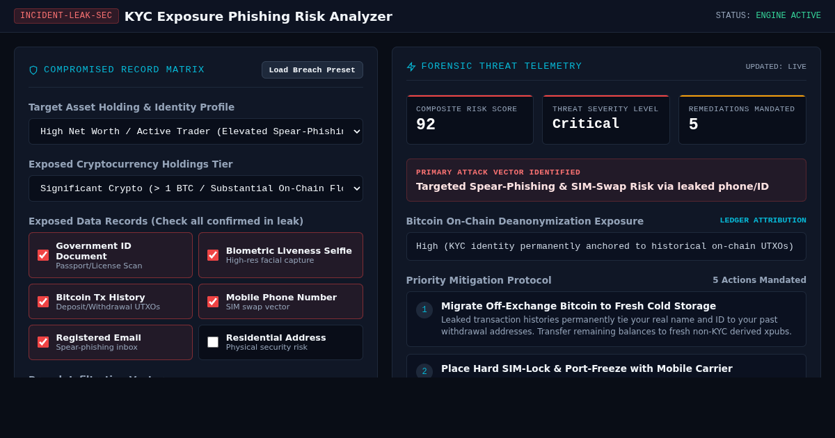 KYC Exposure Phishing Risk Analyzer | Incident Audit preview
