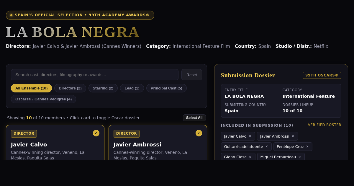 LA BOLA NEGRA | Official 99th Oscars® Submission & Cast Workbench preview