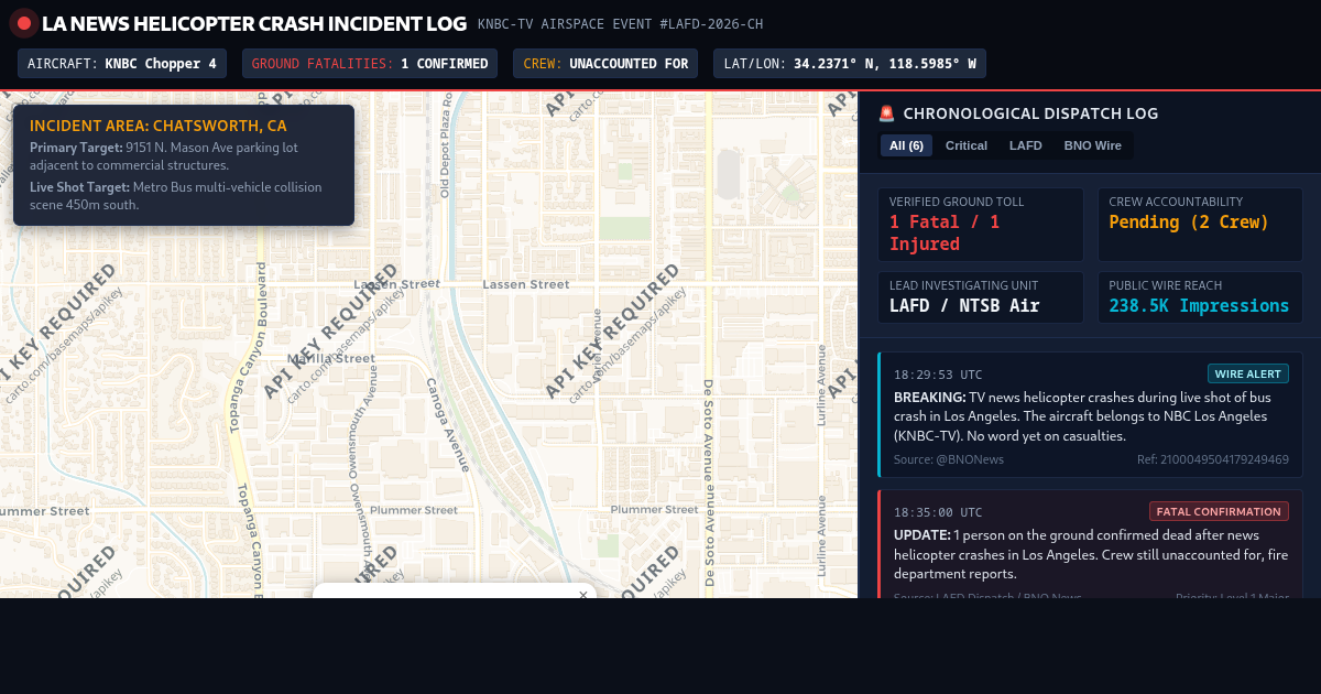LA News Helicopter Crash Incident Log & Airspace Dispatch Tracker preview