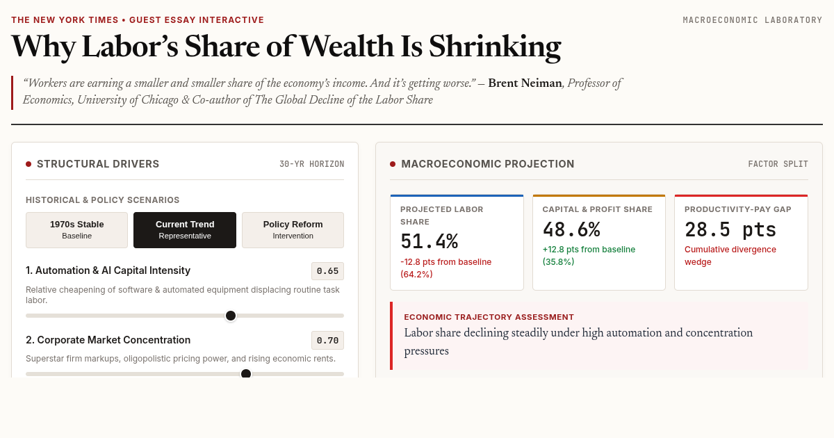 Labor Share of National Income Explorer | Brent Neiman Economic Simulator preview