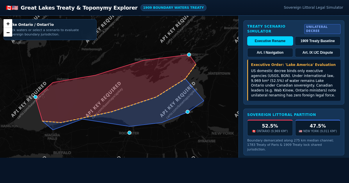 Great Lakes Treaty & Toponymy Explorer | Lake Ontario Sovereignty Simulator preview