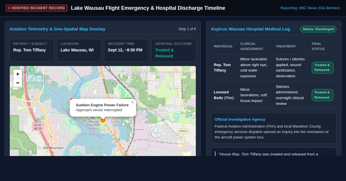 Lake Wausau Flight Emergency & Hospital Discharge Timeline preview