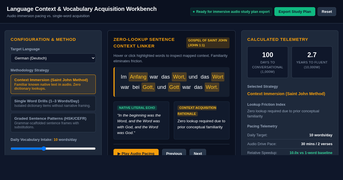 Language Context and Vocabulary Acquisition Workbench preview