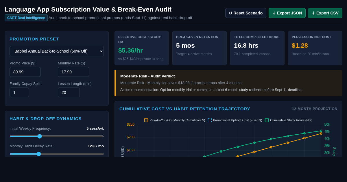Language App Subscription Value & Break-Even Audit preview