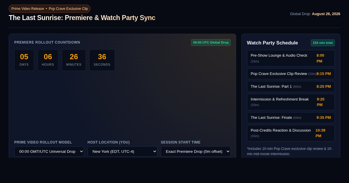 The Last Sunrise: Prime Video Premiere & Watch Party Sync preview