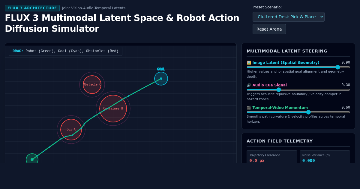 FLUX 3 Multimodal Latent Space & Robot Action Diffusion Simulator preview