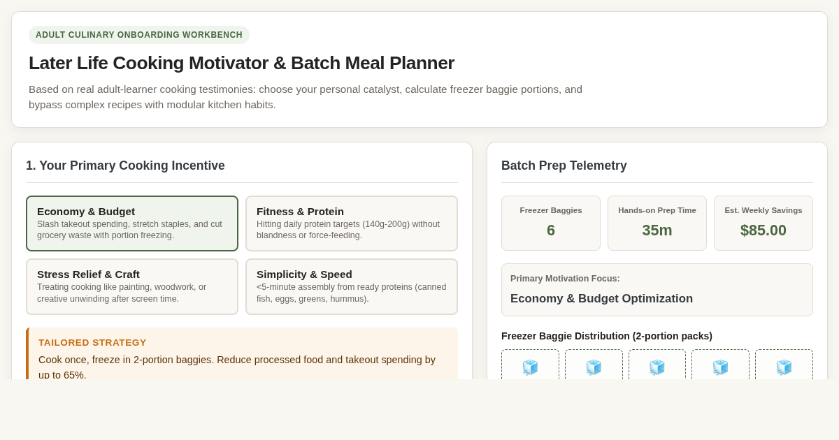 Later Life Cooking Motivator & Batch Meal Planner preview