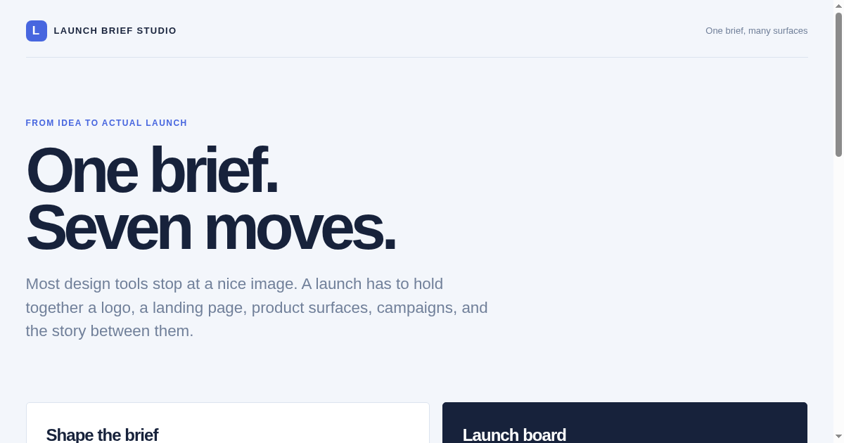 Launch Brief Studio preview