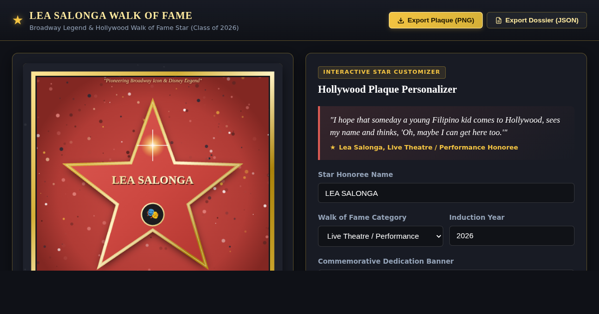 Lea Salonga Walk of Fame Star & Broadway Legacy Explorer preview