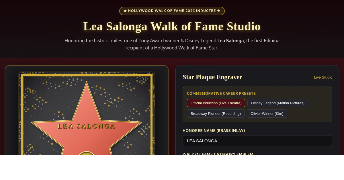 Lea Salonga Hollywood Walk of Fame Archive & Star Studio preview