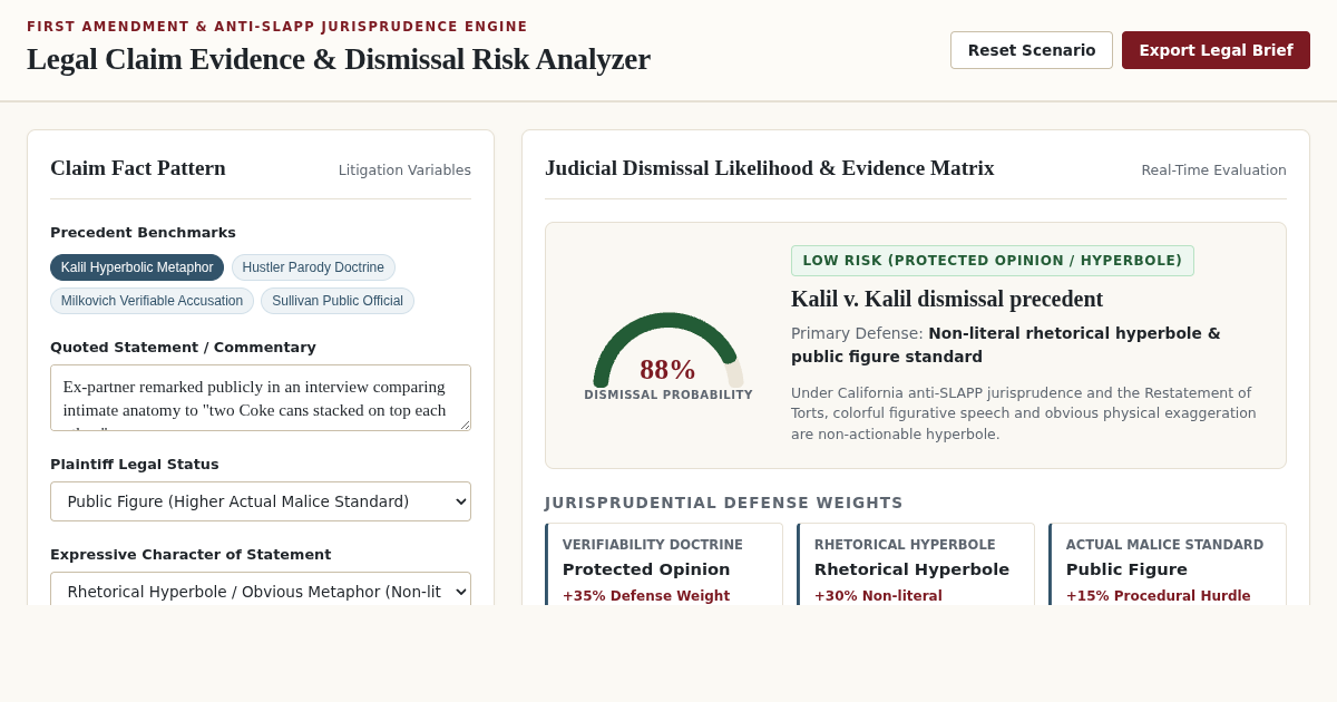 Legal Claim Evidence & Dismissal Risk Analyzer preview