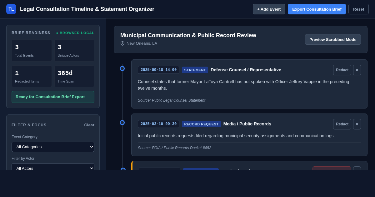 Legal Consultation Timeline & Statement Organizer preview