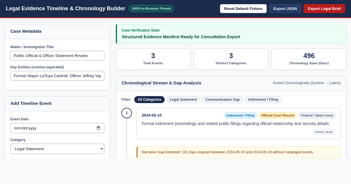 Legal Evidence Timeline & Chronology Builder preview