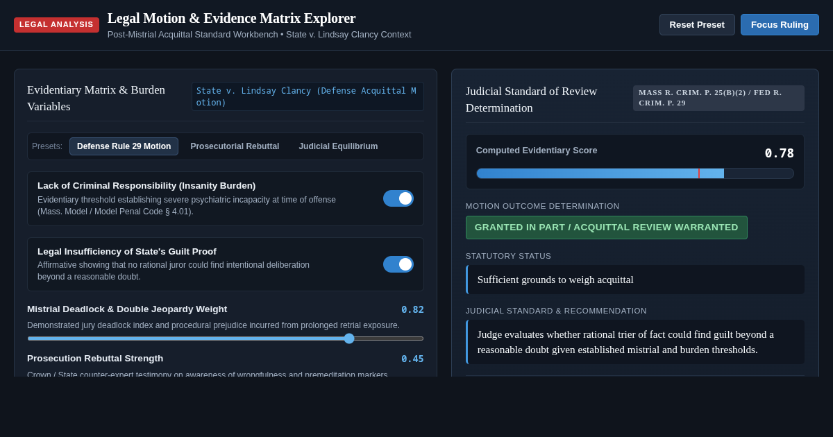 Legal Motion & Evidence Matrix Explorer preview
