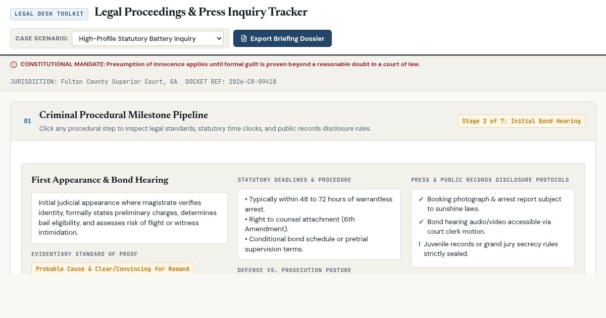 Legal Proceedings & Press Inquiry Tracker | Legal Journalism Desk preview