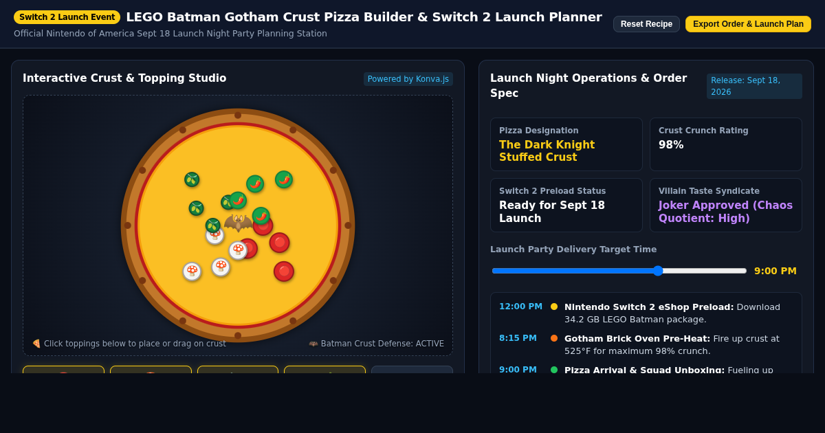 LEGO Batman Gotham Crust Pizza Builder & Switch 2 Launch Planner preview