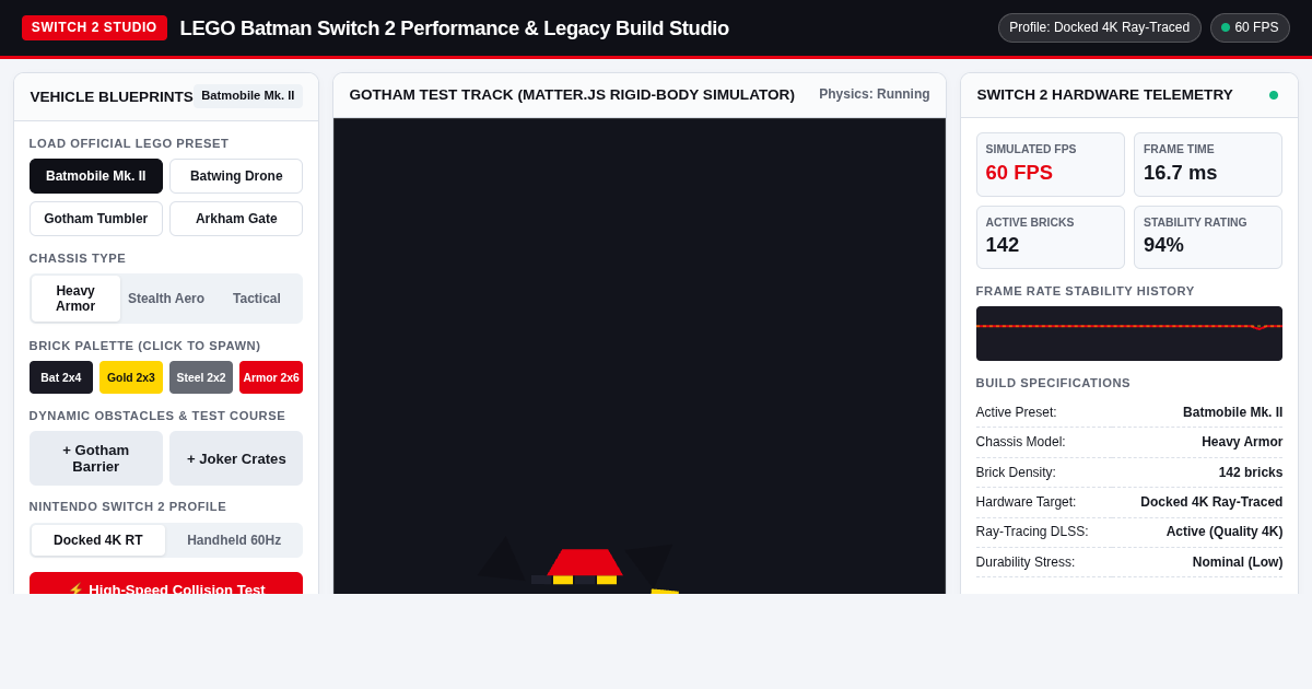 LEGO Batman Switch 2 Performance & Legacy Build Studio preview