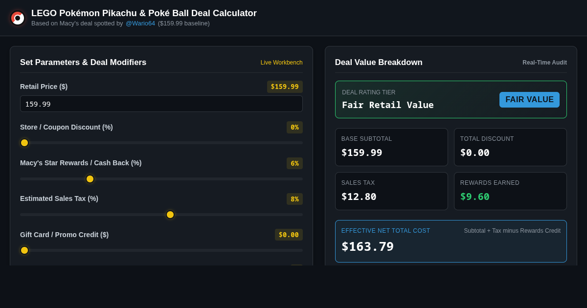 LEGO Pokémon Pikachu & Poké Ball Price & Deal Calculator preview