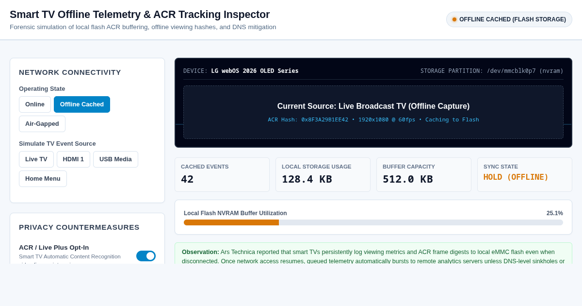 Smart TV Offline Telemetry & ACR Tracking Forensic Inspector preview