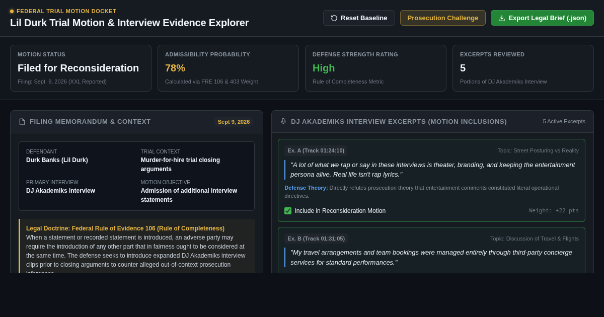 Lil Durk Trial Motion & Interview Evidence Explorer preview