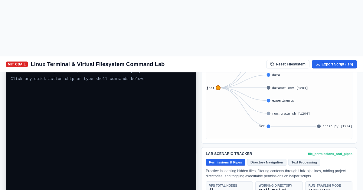 Linux Terminal & Virtual Filesystem Command Lab preview