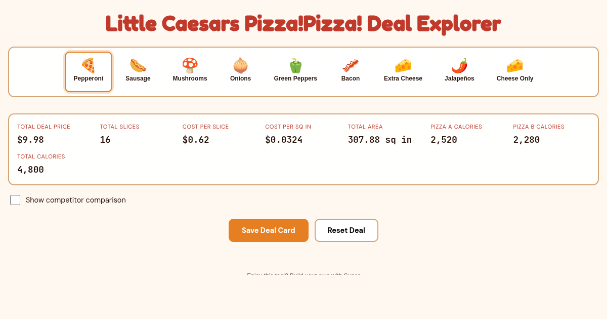 Little Caesars Pizza!Pizza! Deal Explorer preview