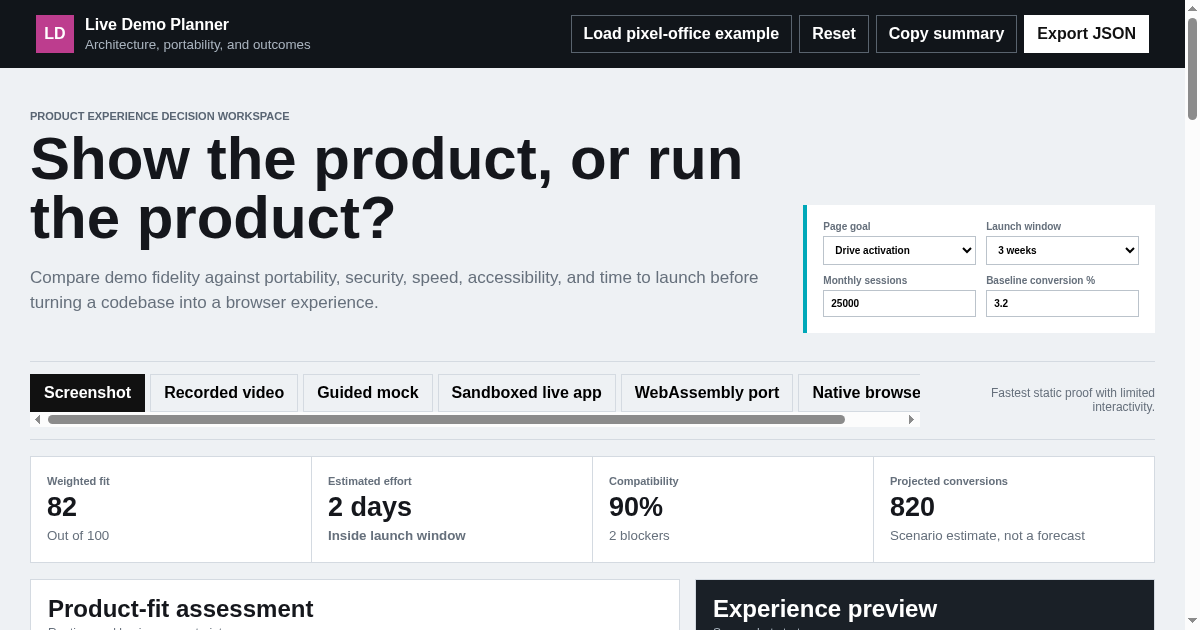 Live Demo Architecture Planner preview