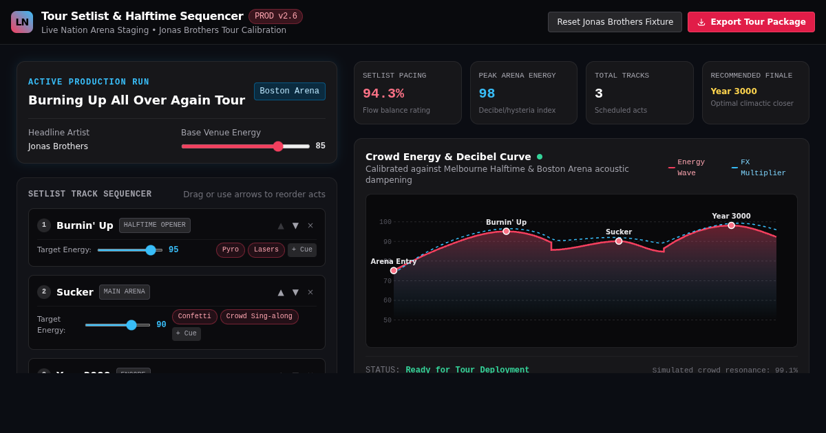 Live Nation Tour Setlist & Halftime Show Builder preview