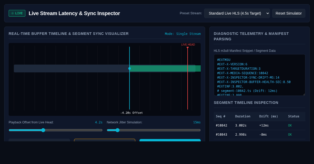 Live Stream Latency & Sync Inspector preview