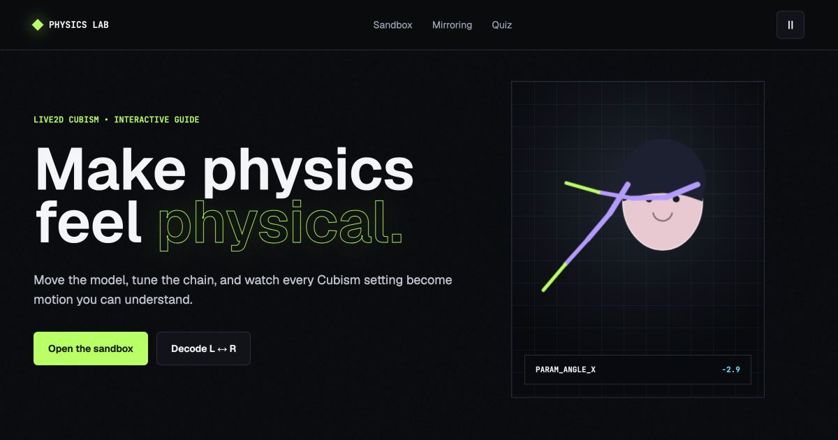 Live2D Cubism Physics Explained - Interactive Pendulum & Parameter Mirroring Guide preview