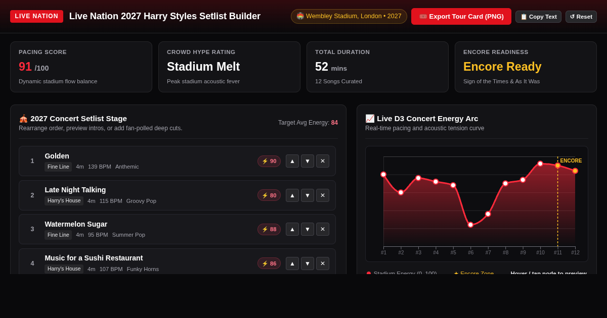 Live Nation 2027 Harry Styles Setlist Builder & Fan Poll preview