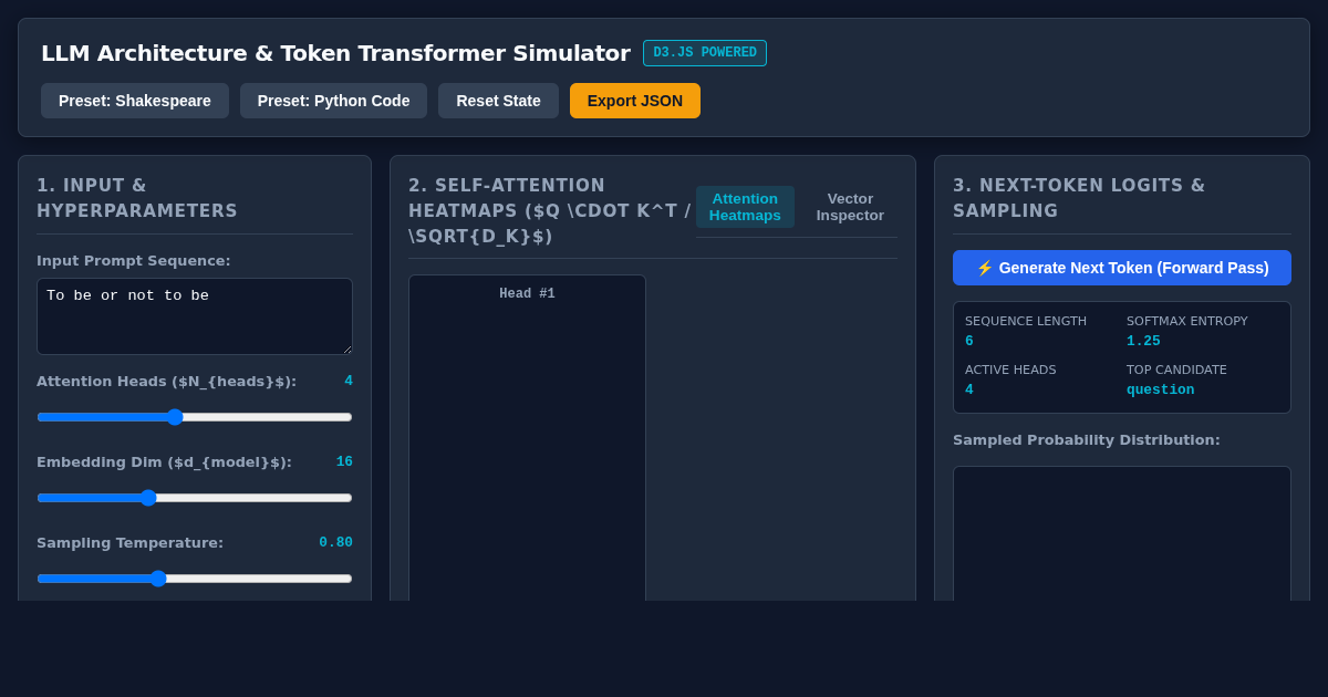 LLM Architecture & Token Transformer Simulator preview