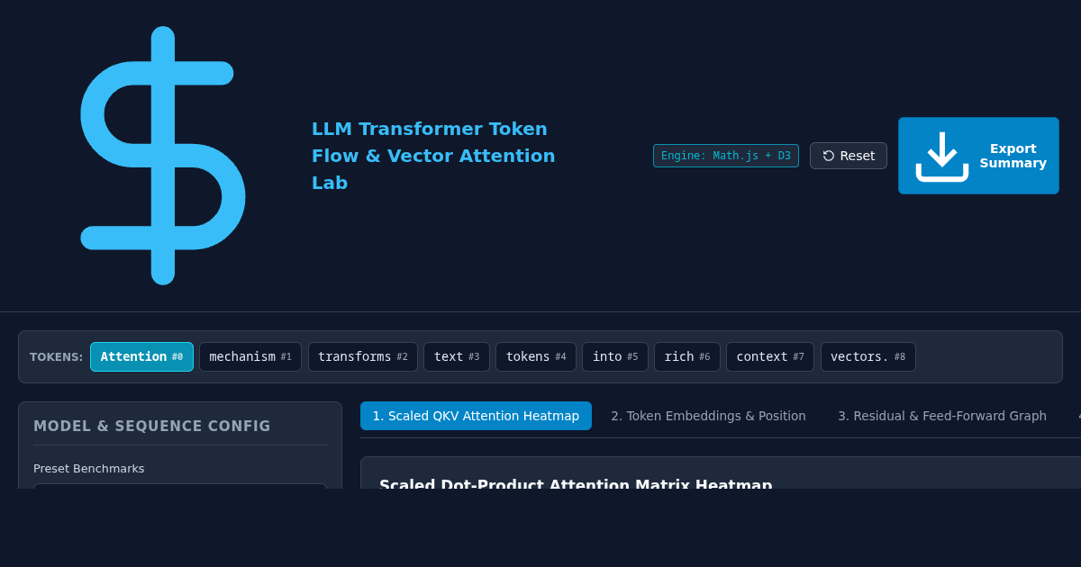 LLM Transformer Token Flow & Vector Attention Lab preview