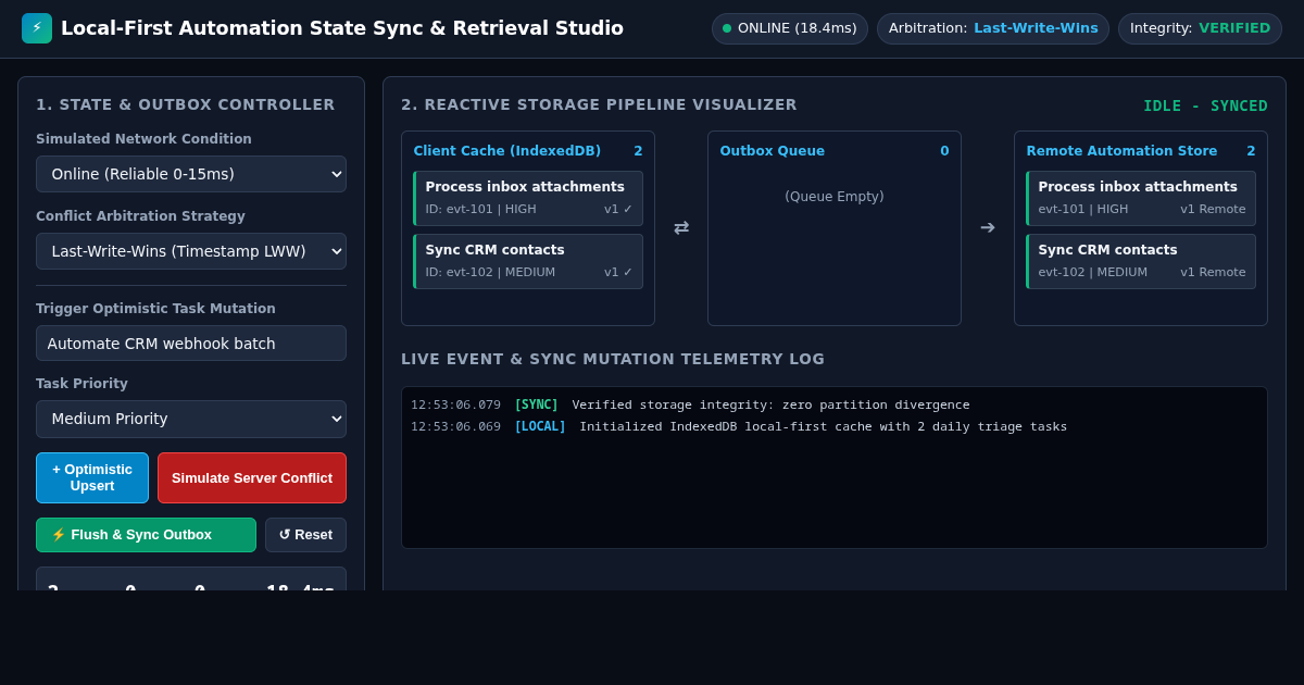 Local-First Automation State Sync & Retrieval Studio preview
