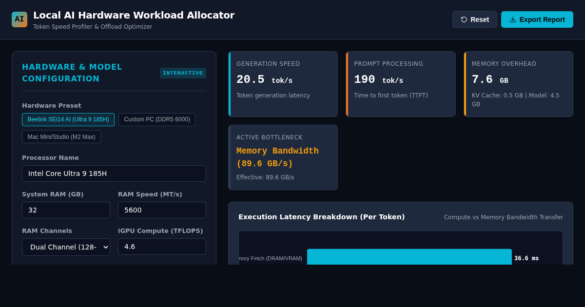 Local AI Hardware Workload Allocator & Token Speed Profiler preview