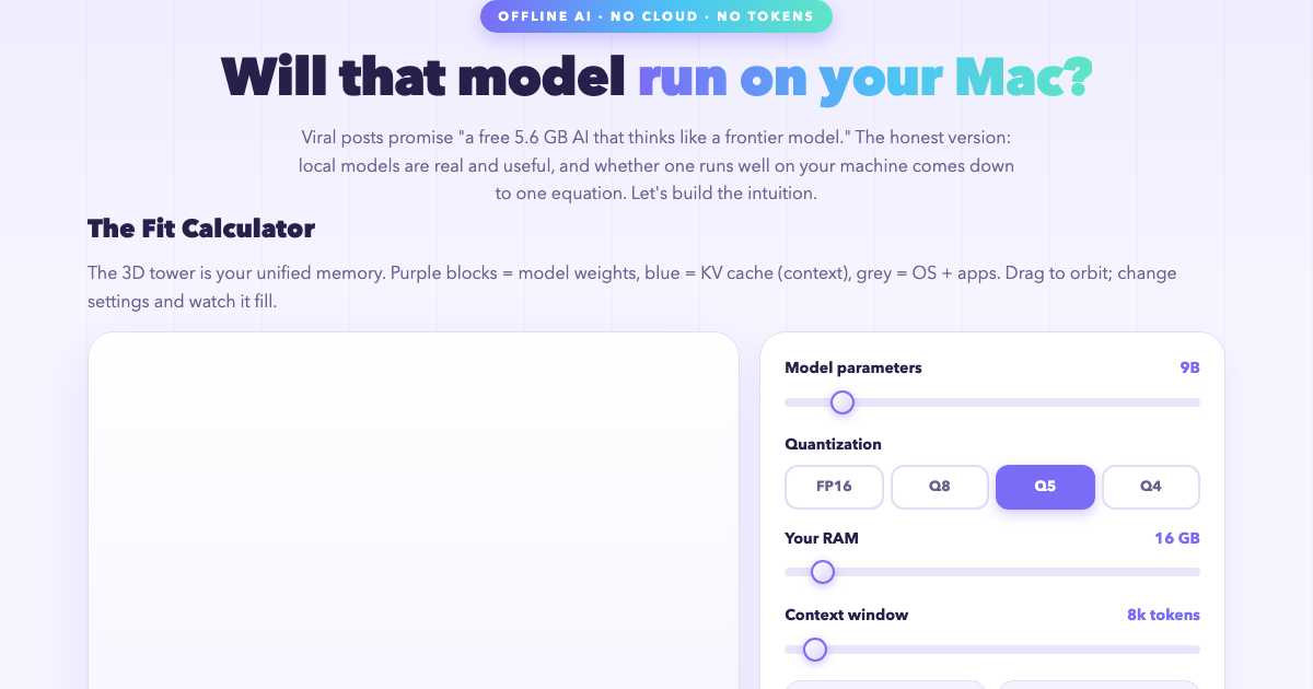 Run LLMs Offline: The Local Model Fit Calculator preview
