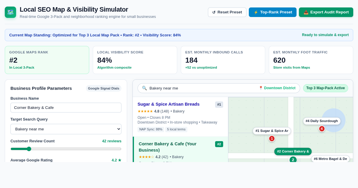 Local SEO Map & Visibility Simulator preview