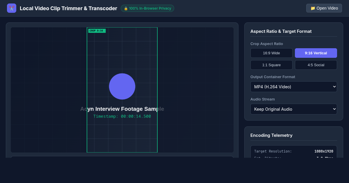 Local Video Clip Trimmer & Transcoder preview