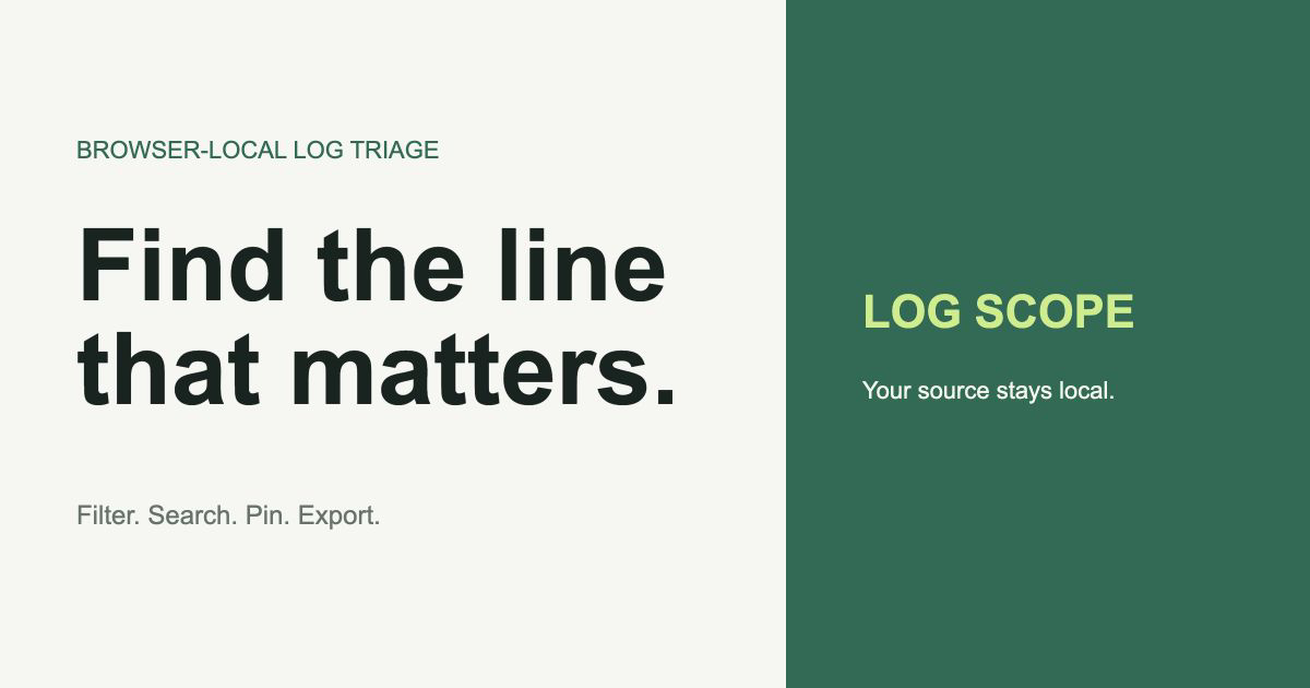Log Scope | Triage huge logs locally preview