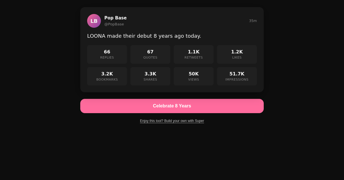 LOONA 8th Anniversary Card Generator preview