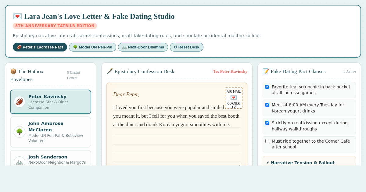 Lara Jean's Love Letter Dispatch & Fake Dating Contract Studio preview