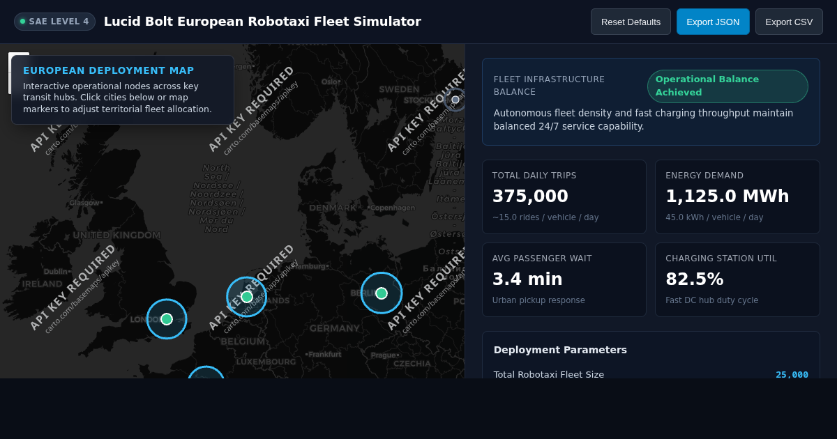 Lucid Bolt European Robotaxi Fleet Simulator preview