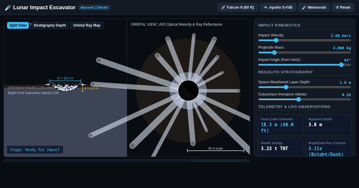 Lunar Impact Crater Excavator | Falcon 9 Lunar Crash Simulator preview