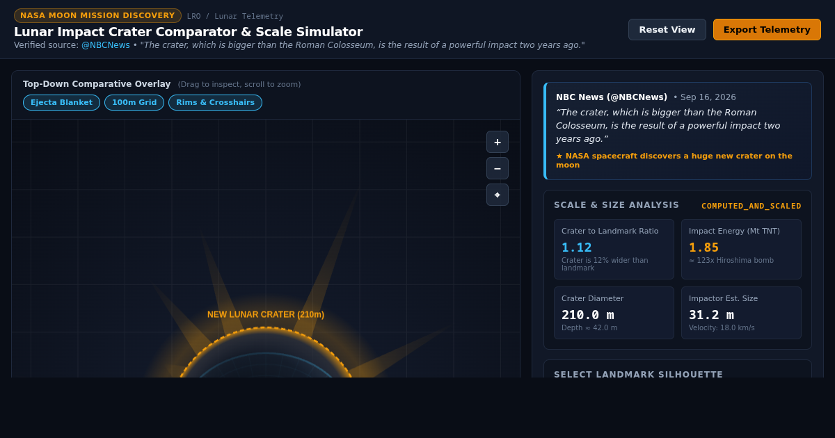 Lunar Impact Crater Comparator & Scale Simulator preview