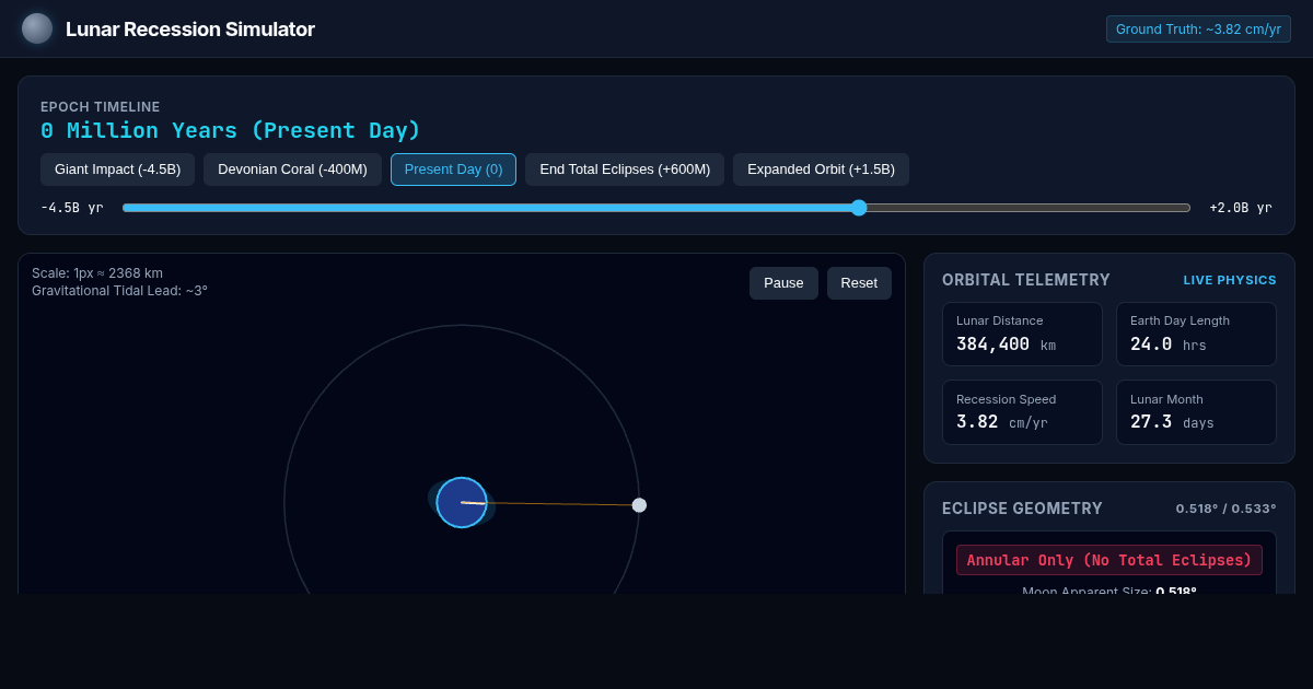 Lunar Recession & Orbital Evolution Simulator preview