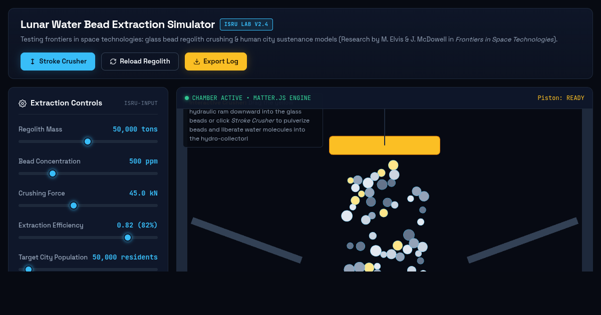Lunar Water Bead Extraction & City Sustenance Simulator preview