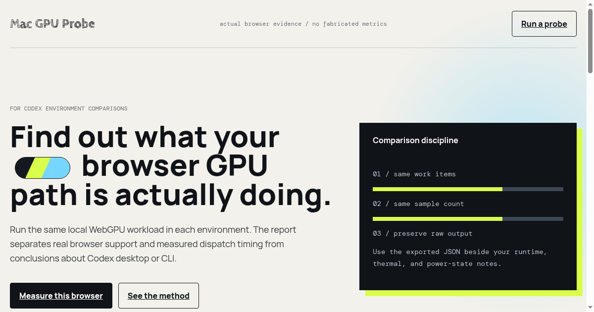 Mac GPU Probe | Evidence for Codex comparisons preview