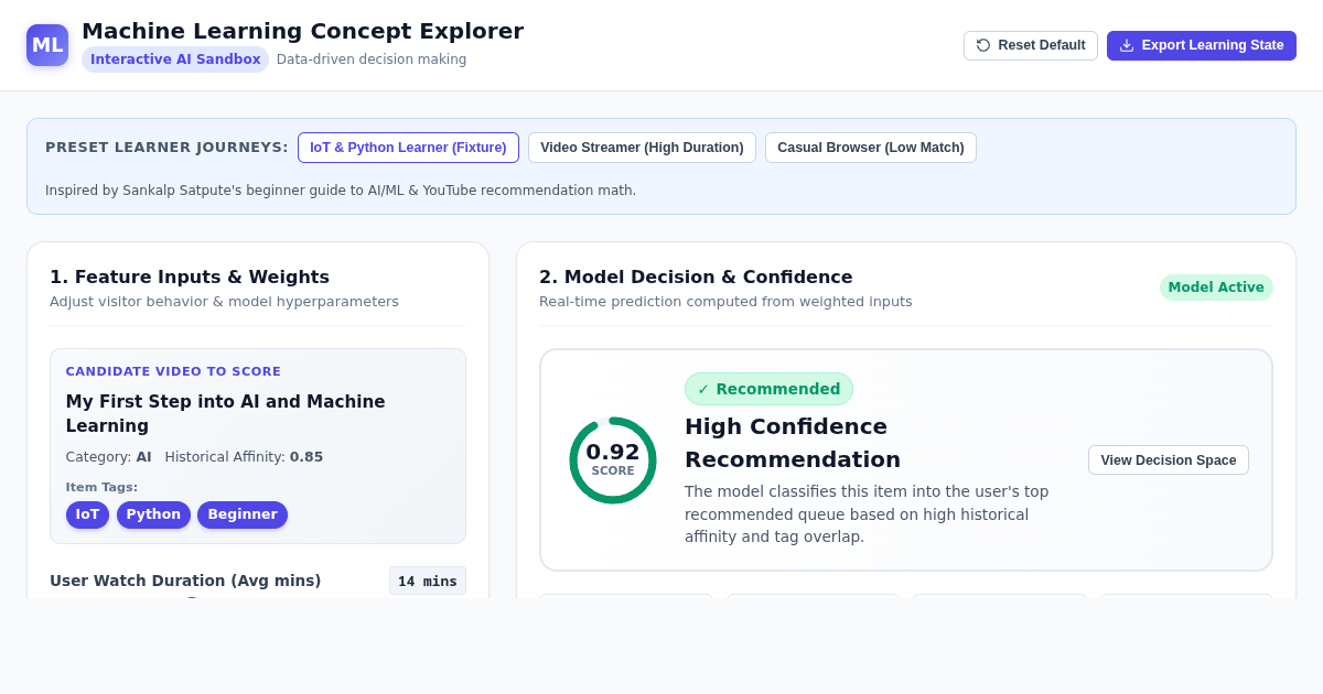 Machine Learning Concept Explorer & Decision Playground preview