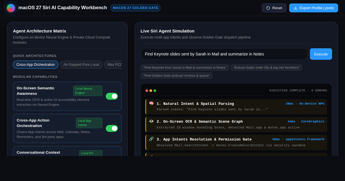 macOS 27 Siri AI Feature Matrix & Capability Workbench preview